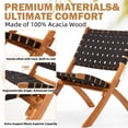 thumbnail image 3 of YODOLLA Patio Bistro Sets 3 Pieces Outdoor Folding Chair Outdoor Acacia Wood Natural Lounge Chair for Patio, Lawn, Garden, Fishing, Black, 3 of 16