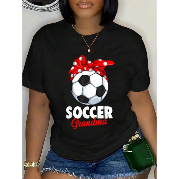100% Cotton Soccer Grandma Women T-Shirt Women's Men's Graphic Tee Casual Tops