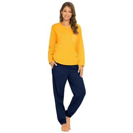 

MintLimit Women s Solid Pajamas Sets Long Sleeve Tops and Jogging Pants Lounge Sleepwear Pjs Set