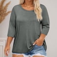 thumbnail image 2 of Daznico Women's Plus Size Crew Neck T-Shirt - 3/4 Sleeve Oversized Casual Top with Pattern | Comfortable & Stylish, for Size 3XL, 2 of 4