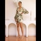 thumbnail image 5 of Vestido Corto Femenino de con Estampado Floral, Larga, Corte A, Cuello Cruzado, Espalda Anudada Verde XL, 5 of 9