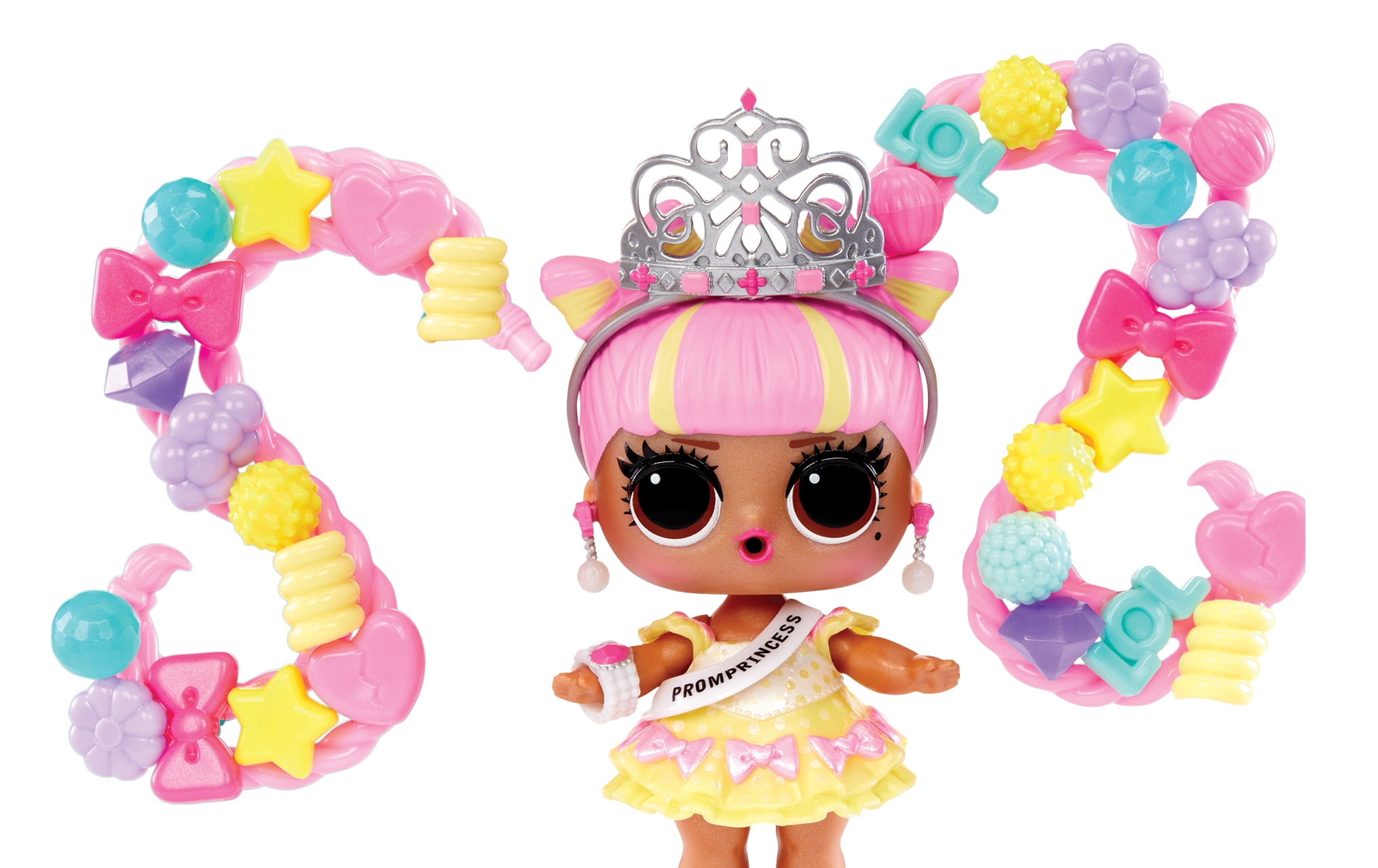 LOL Surprise Hair Beads Salon Playset with Doll, 100 Beads, Hair Ties, Mirrors, Kids Gift Ages 4+