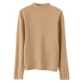 thumbnail image 4 of ASFGIMUJ Women Casual Solid Color Bottoming Shirt Slim High Collar Knitted Long Sleeved Top, 4 of 4