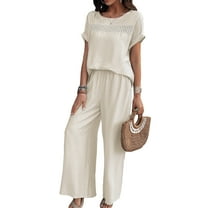 YNIQUE Spring and Summer Casual Fashion Solid Color Short-Sleeved Trousers Suit