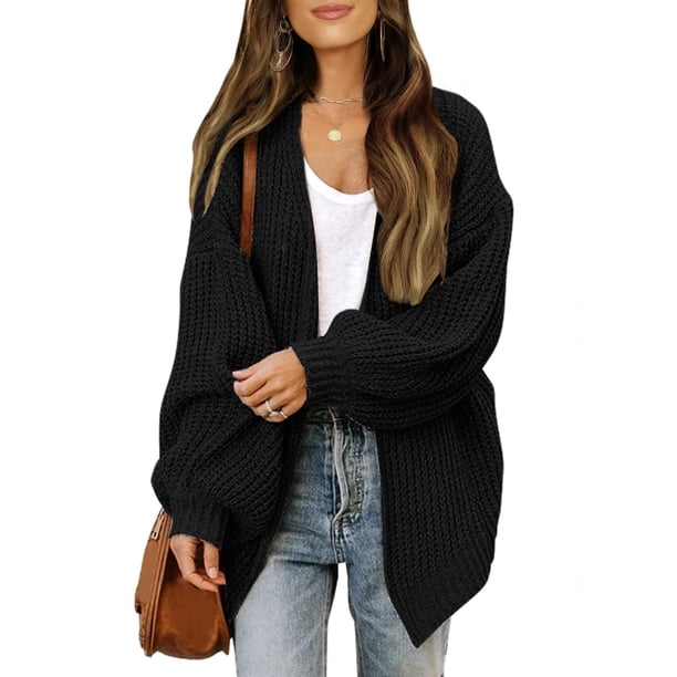 Ropa de mujer, cárdigan de manga larga con cuello en V y botones de aguja gruesa, suéter de punto con bolsillos para otoño e invierno, abrigo para mujer