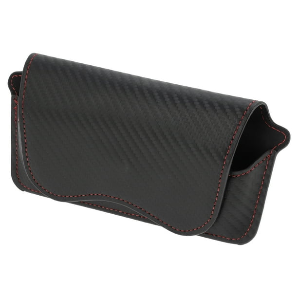 Estuche para Gafas de Sol para Coche Único Bargains Magnético Universal Soporte para Gafas de Visera de Coche Caja de Almacenamiento Cuero Microfibra Fibra de Carbono Negra 19x8.5cm 1 Pcs