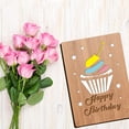 thumbnail image 6 of Happy Birthday Card Real Bamboo Wood Greeting Card with Hollow Cake & Star and Engraved Words Design Handmade Handwritten Card with Envelope, 6 of 6