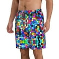 thumbnail image 2 of Bixox Men's Colorful Tie Dye Stained Glass 2 printing Casual Classic Fit Short Summer Beach Shorts, 2 of 6