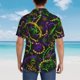 thumbnail image 4 of Fotbe Neon Mardi Gras Camisa Hawaiana para Hombre Unisex – Camisa Casual de Verano con Botones de Manga Corta de Algodón y Lino,XX-Large, 4 of 7