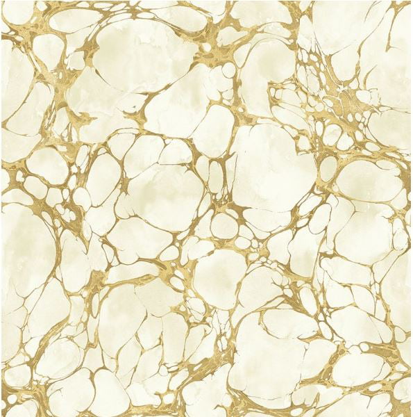 GW1010 Golden Marble Metalika Peel and Stick Wallpaper Cream / Gold