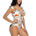 thumbnail image 5 of Picia Autumn Pumpkins Fall Leaves Blooming Jelly Womens Tummy Control Bathing Suits Slimming Ruffle Swimsuit One Piece Lace Swimwear-, 5 of 8