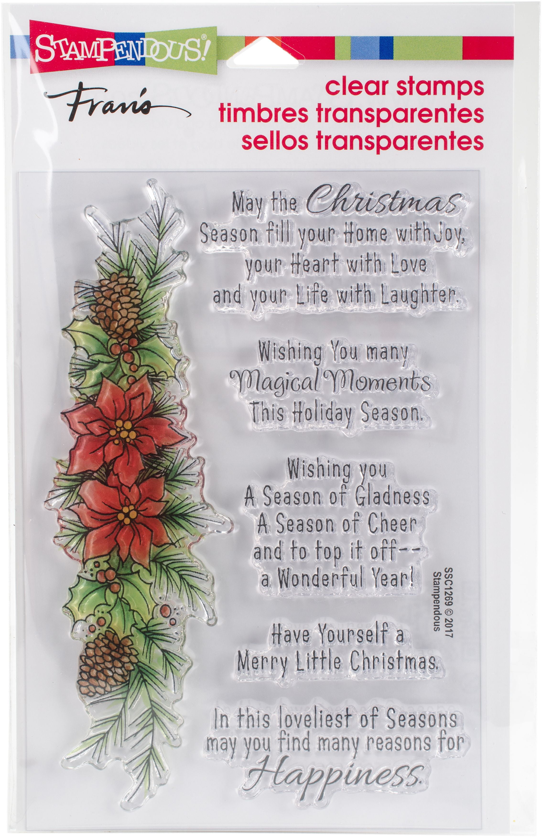Stampendous Perfectly Clear Stamps 7.25"X4.625"Poinsettia Wishes