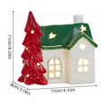 thumbnail image 3 of Christmas Snow House Ceramic Decor, Lighted Green Roof Village House with LED and Classic Style, Ornament for Home, Mantel, Tabletop, Holiday, Party, Seasonal, Gift, Display, Multicolor A, 3 of 6