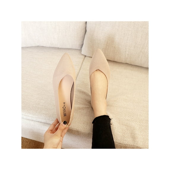 Woobling Women's Ballet Flats Slip On Comfort Knit Pointed Toe Flats Shoes for Women Loafers