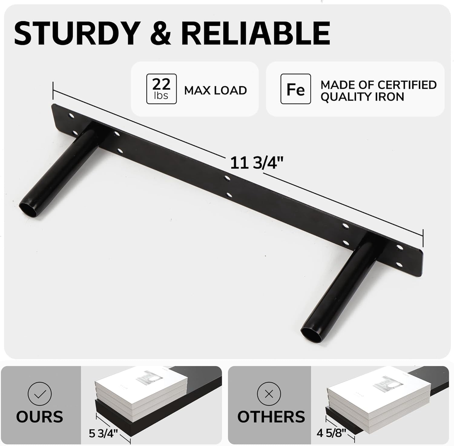 Floating Shelves Wall Mounted Wooden Shelves with Invisible  Set of 2, Hanging Wall Decor for Bedroom, Bathroom, Living Room and Kitchen
