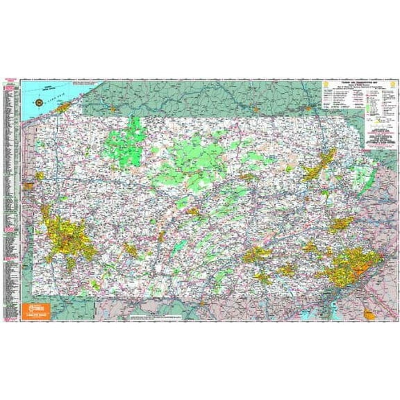 48x68 Pennsylvania State Official Executive Laminated Wall Map