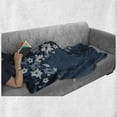 thumbnail image 6 of Floral Soft Flannel Fleece Blanket, Spring Blooms on Grunge Backdrop Classic Petal Flourishing Season Essence Theme, Cozy Plush for Indoor and Outdoor Use, 50" x 60", Night Blue Dust, by Ambesonne, 6 of 6