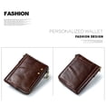 thumbnail image 4 of （brown）Mens Leather Wallet Blocking Credit Card Holder Double Zipper Gents Purse Wallets for Men Coin Purse Snap Zip Wallet with Chain, 4 of 5