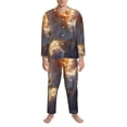 thumbnail image 3 of Naloa Rainbow Cloud White Horse Men’s Pajamas Set - Long Sleeve Button Down Sleep Shirt and Pajama Bottoms Sleepwear Set-Large, 3 of 7