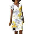 Women's Summer Linen Dress Loose Casual VNeck Floral/TieDye/Heart