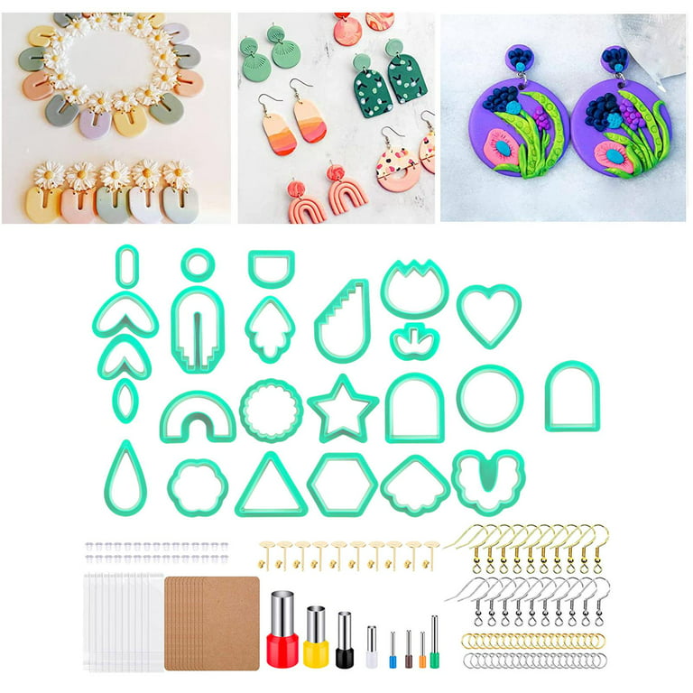 Jaywayne Polymer Clay Cutters,18 PCS Clay Cutters for Polymer Clay Jewelry  Making Plastic Clay Earring Cutters with Earring Cards Earring Hooks