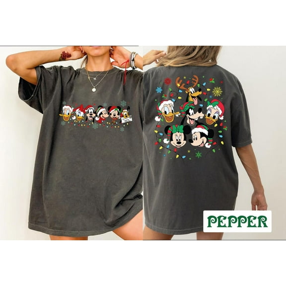 Comfort Colors Mickey and Friends T-Shirt, Two-Sides Disney Family Christmas Tee, Holiday Gift Shirt