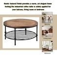 Home Rustic Natural Round Coffee Table with Storage Shelf for Living
