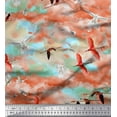 thumbnail image 1 of Soimoi Modal Satin Fabric Flying Stork & Dove Bird Decor Fabric Printed Yard 42 Inch Wide, 1 of 1