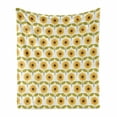 thumbnail image 1 of Sunflower Soft Flannel Fleece Blanket, Sunflowers Pattern Autumn Season Country Style Retro Illustration Print, Cozy Plush for Indoor and Outdoor Use, 60" x 80", Yellow White Green, by Ambesonne, 1 of 6