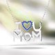 thumbnail image 2 of JeenMata Collar con Colgante de Corazón Abierto Adornado con Piedra Azul Oscuro Te Amo Mamá en Oro Blanco de 18 K sobre Plata - Piedra Natal de Septiembre - Regalo para Mamá, 2 of 2