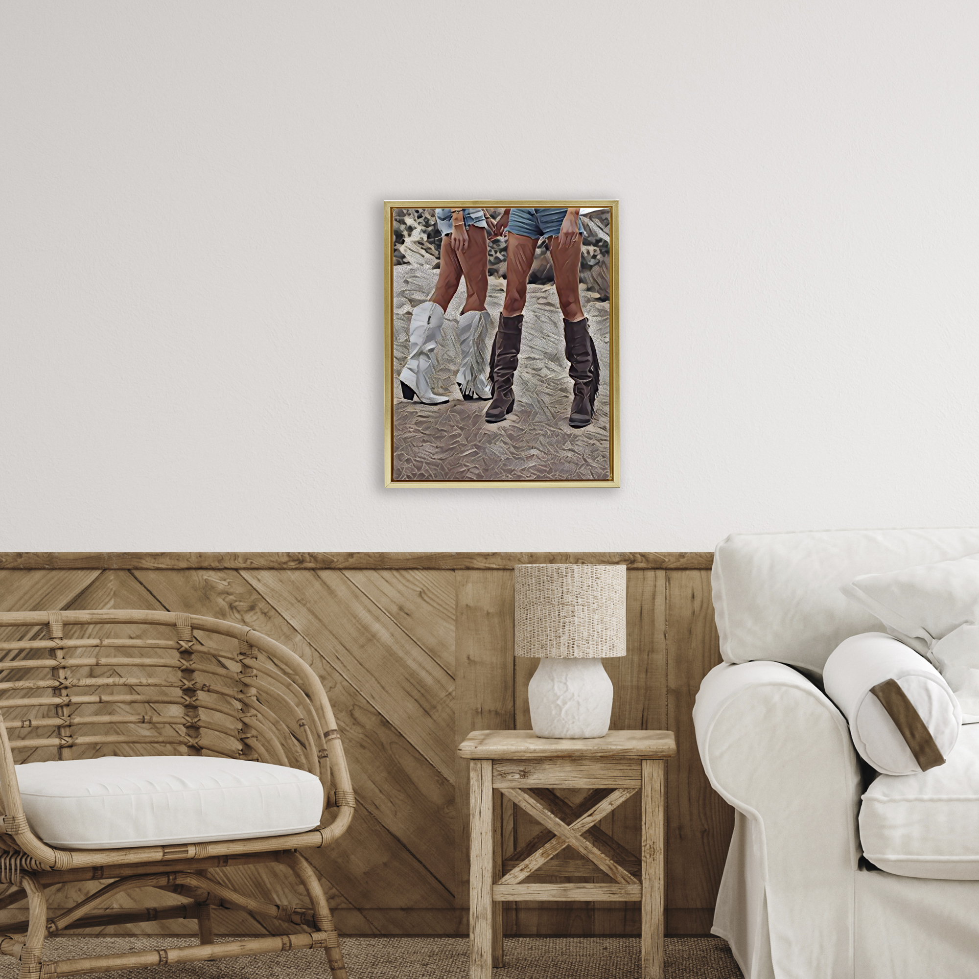 Rodeo Girls Friendship Gold Framed Floater Canvas Wall Art, design by Jesse Keith