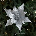thumbnail image 3 of 11.4" Poinsettias Artificial Christmas Flowers 8Pcs Silk Christmas Floral Picks and Sprays Large Silver Poinsettias Flowers with Clips for Xmas Tree Vase Arrangement Wreath Decor, 3 of 3