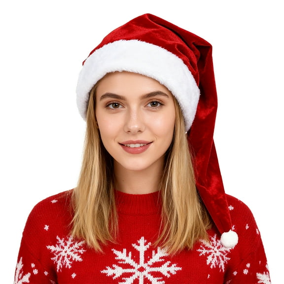 GOBWCOT Christmas hat, Santa Claus hat, adult festival, neutral velvet comfortable long Christmas hat, suitable for New Year holiday party