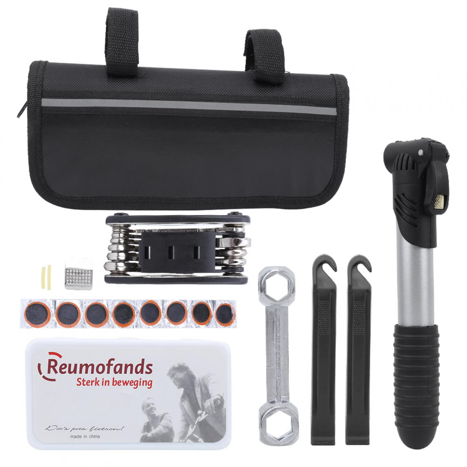 Kit D'Outils Vélo 16-en-1 Avec Sac - Réparation Crevaison, Clés Hexagonales, Patchs Sans Colle - Cadeau Cycliste Homme/Femme