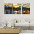 thumbnail image 2 of 3 Pieces Mountain Canvas Wall Art for Living Room Nature Landscape Picture Sunflower Wall Decor for Bedroom Home Decoration Sunrise Grand Teton National Park Painting Framed Artwork - 12" x 16" x 3, 2 of 6