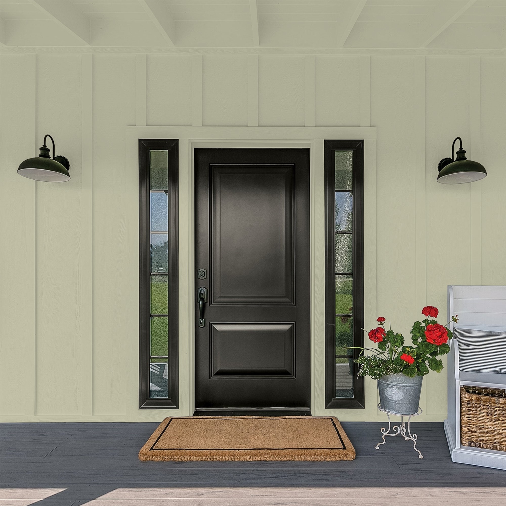 Glidden HEP Photo Gray / Green Flat Exterior Paint with Primer, 1 Gallon