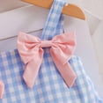 thumbnail image 6 of SGFCWSX Girls Summer Dress Spaghetti Strap Gingham Bow Front Tiered Ruffle Casual Beach Playwear Party Dress Blue Size 6-9 Months, 6 of 7