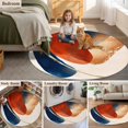 thumbnail image 5 of Round Rugs 3.3Ft, Navy Blue Burnt Orange Round Area Rug Washable Indoor Throw Carpet, Artwork Geometric Retro Soft Non Slip Circle Rug for Laundry Room Patio Home Decor Aesthetic, 5 of 8