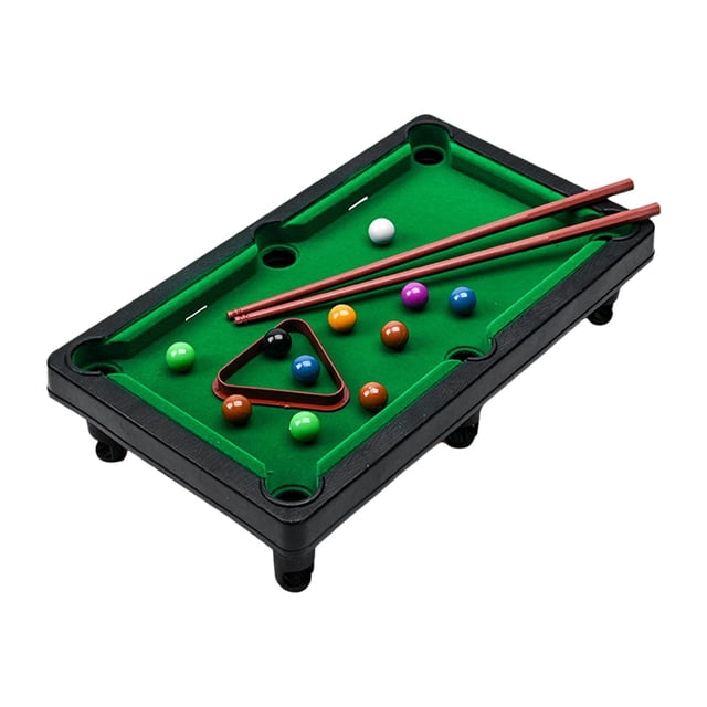Portable Mini Table Pool Toy Game Set with 2 Sticks Play with Cues Miniature S