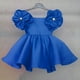 thumbnail image 2 of Vestido Para Niñas, Ropa Para Niñas Pequeñas, Color Sólido, Retro, Flores 3D, Manga Corta, Vestido De Fiesta De Cumpleaños, Vestidos Para Niños, Azul Odeerbi LM103-8860, 2 of 4