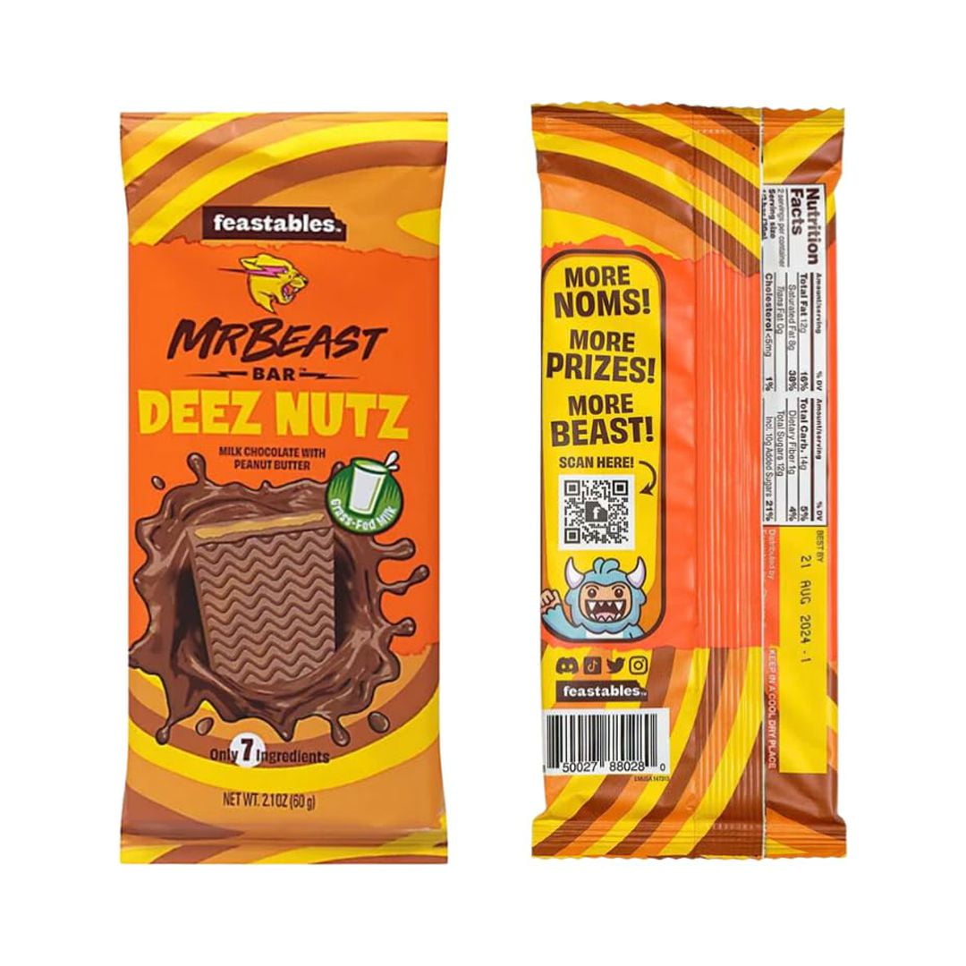 Mr Beast Feastables Chocolate Bars, 7 Pack - Deez Nuts, Crunch, Milk,  Original, SeaSalt, Almond & Quinoa - Walmart.com