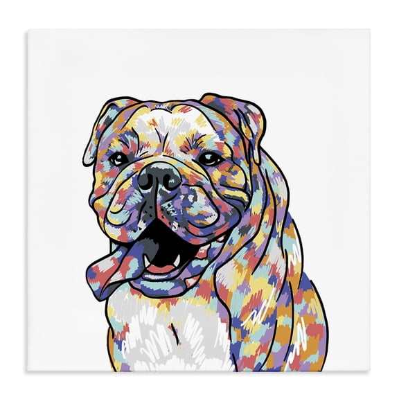Stupell Industries Eclectic Happy Bulldog Portrait Canvas Art, 24 x 24, by Masey St. Studios