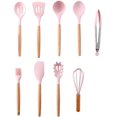 thumbnail image 1 of Kitchen Silicone Utensil Set, 9/10/12PCS Silicone Wooden Handle Cooking Utensils Set Non-Stick Spatula Shovel Cooking Tools Cooking Kitchen Gadgets Tools (Black 9Pcs-A), 1 of 7