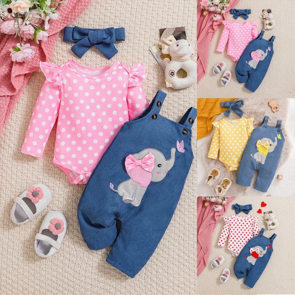 9-12 Months Toddler Outfits Girls Long Ruffles Gils 2Pc Set Baby Girl Set Bow Strappy Pants Triangle Long Sleeve Children's Gift Set Girls Yellow Tracksuit