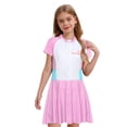 thumbnail image 4 of TiaoBug Maillot de Bain à Manches Courtes pour Filles Fermeture Éclair avant Rembourré Tenue de Plage Robe de Bain UPF50+ Protection Éruption Cutanée Blanc&Rose 130/M, 4 of 6
