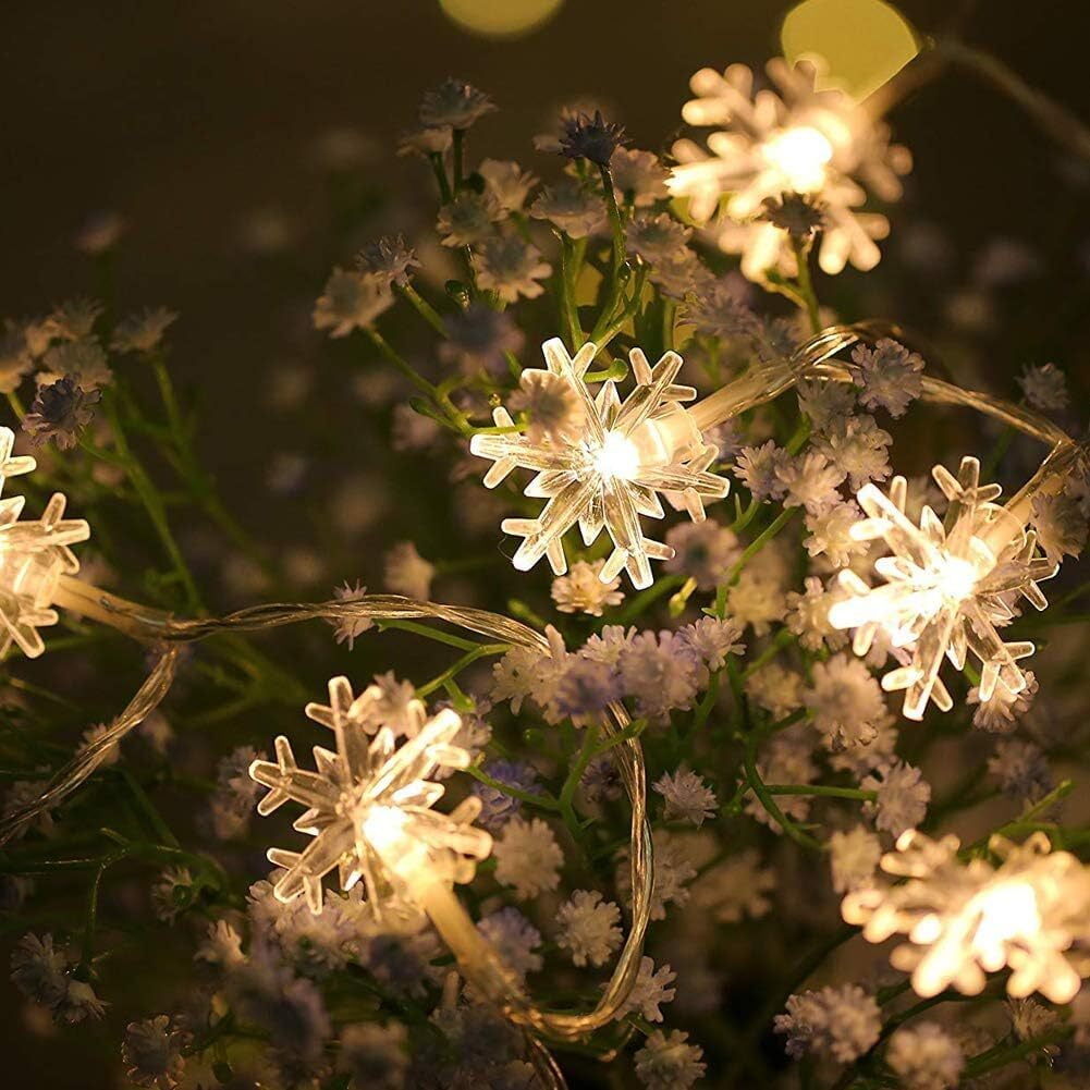 Christmas Snowflake Curtain String Lights, 11.5ft 96 LED Fairy Lights.Waterproof Lights Indoor Outdoor Xmas Decorations for Bedroom Party Patio Room Garden Home Xmas Tree Decorations (Warm White)