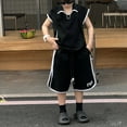 thumbnail image 5 of Wdgfv Boys Summer Outfits Sets Casual Breathable Sleeveless Tee and Shorts Playwear Comfortable Toddler Teen Active Wear Black 4-5 Years, 5 of 7
