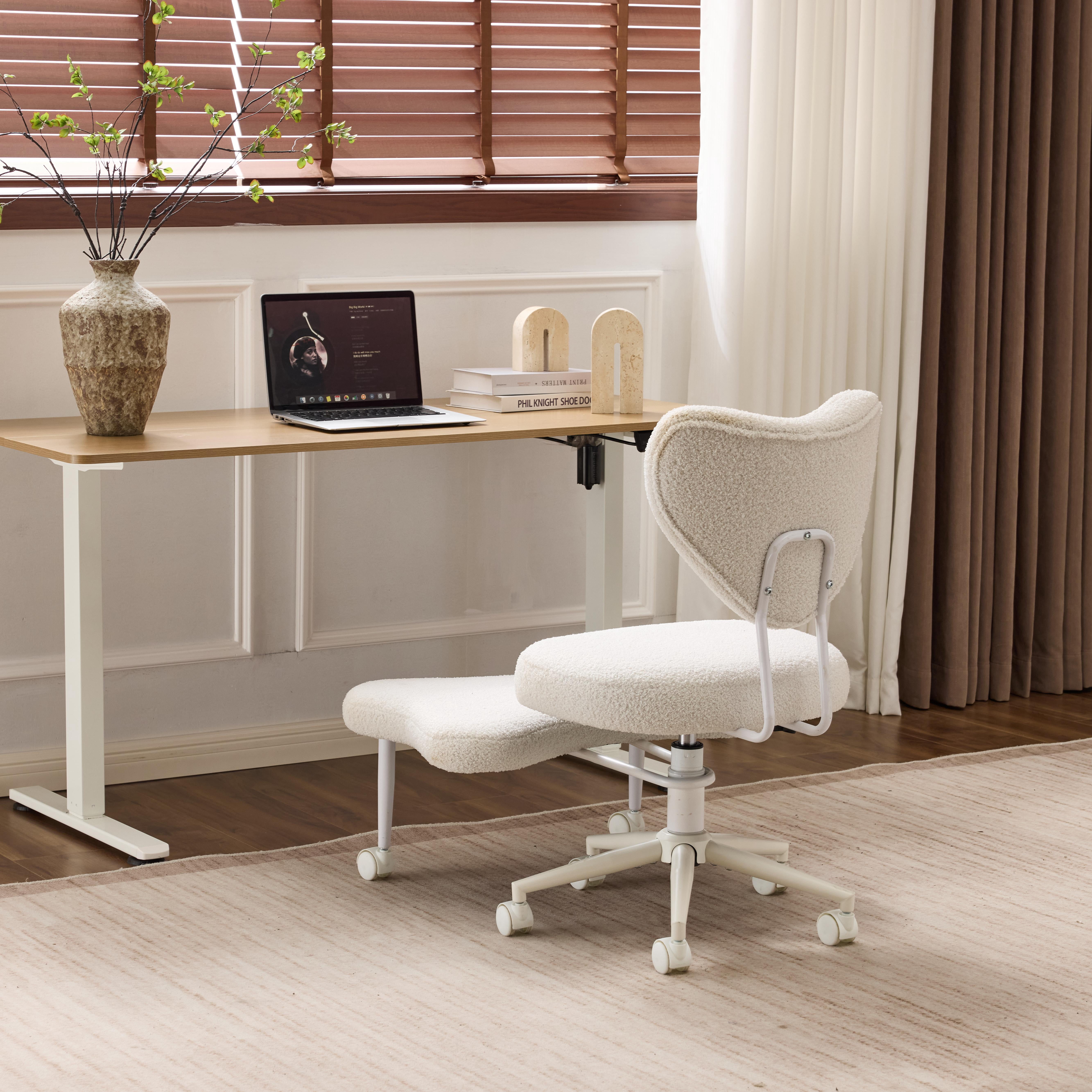 Ergonomic Meditation Chair with Lumbar Support and Height-Adjustable Cushion, Cross-Legged Seating for Office Work and Study, Beige