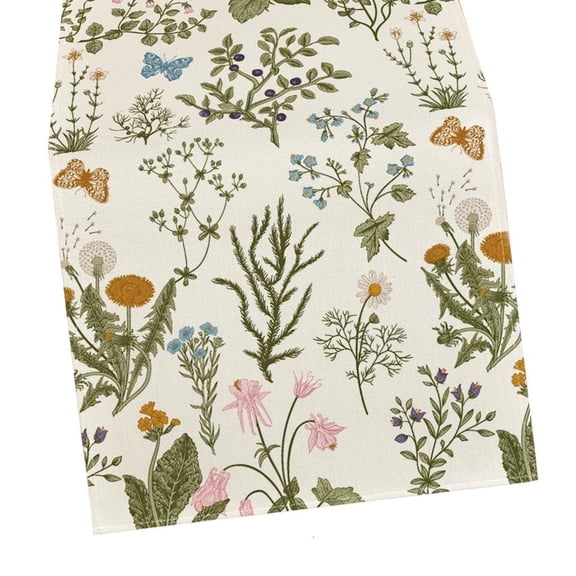 Washable Florals Designs Table Cover Decorative Linen Fabric for Dining Buffet