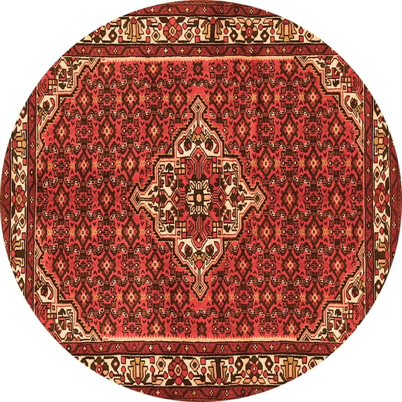 Ahgly Company Indoor Round Medallion Orange Traditional Area Rugs, 3' Round